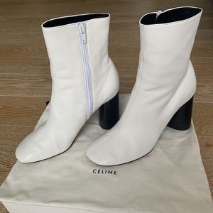 Celine Elliptic Nappa Lambskin Ankle Boot in White - Size 38